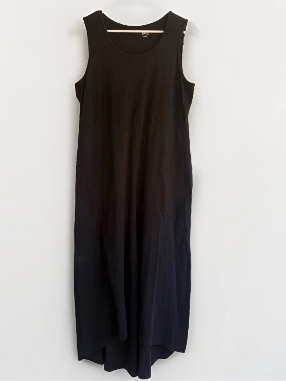 Duluth Trading To ‘n’ Flow High/Low Maxi Dress Black Sz Large Knit Resort UPF 30